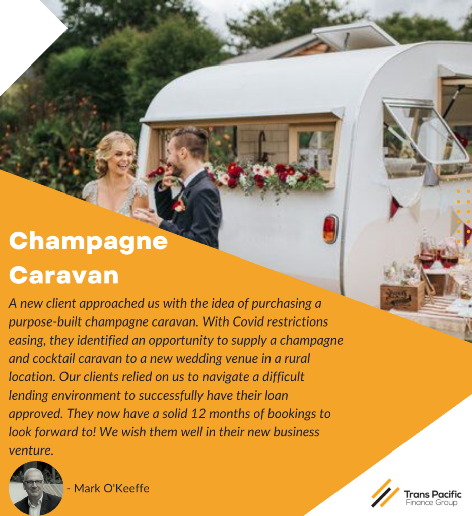 the best champagne caravan commercial financier, Mark O'Keeffe quote for small business