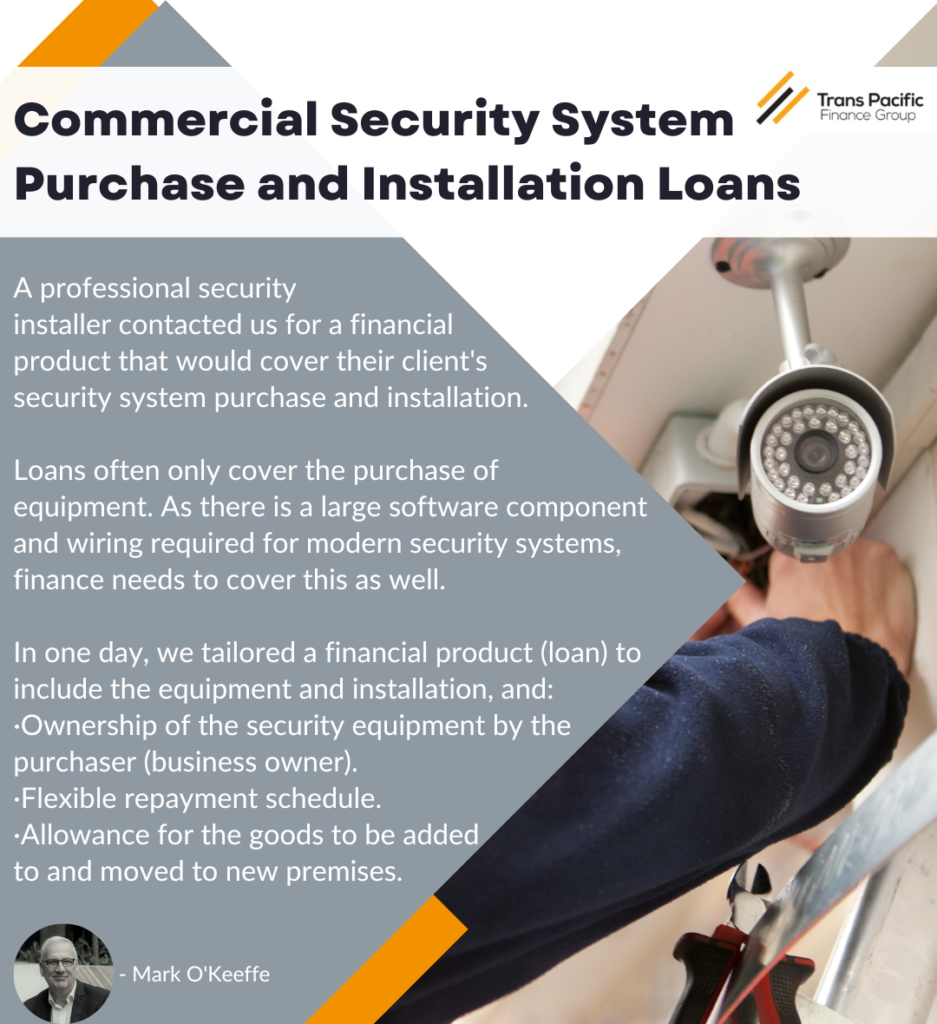 Security camera system financing Installation Loan,CCTV Finance. For Commercial and Industrial Business